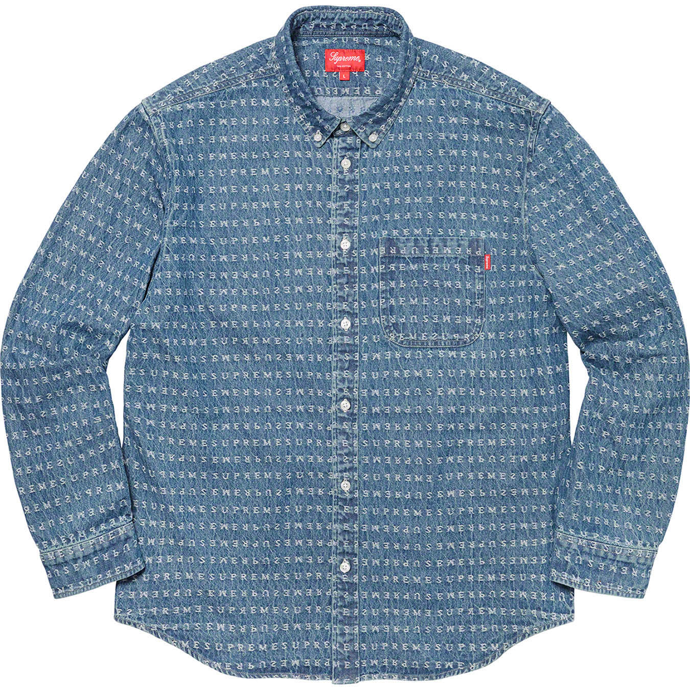 Jacquard Logos Denim Shirt | Supreme 20ss