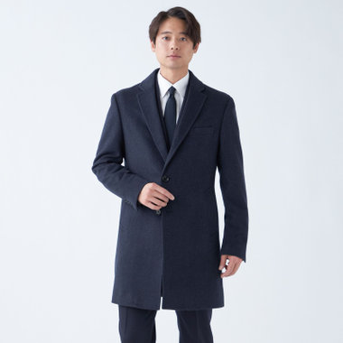 発送在庫あり】【BL】ウールチェスターコート/ネイビー×ソリッド/NEW