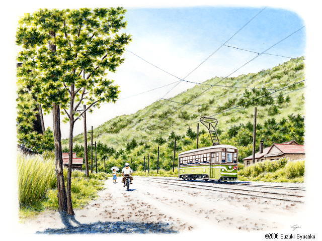 市電・路面電車の絵】札幌市電 札幌の水彩色鉛筆画家