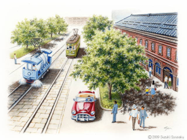 市電・路面電車の絵】札幌市電 札幌の水彩色鉛筆画家