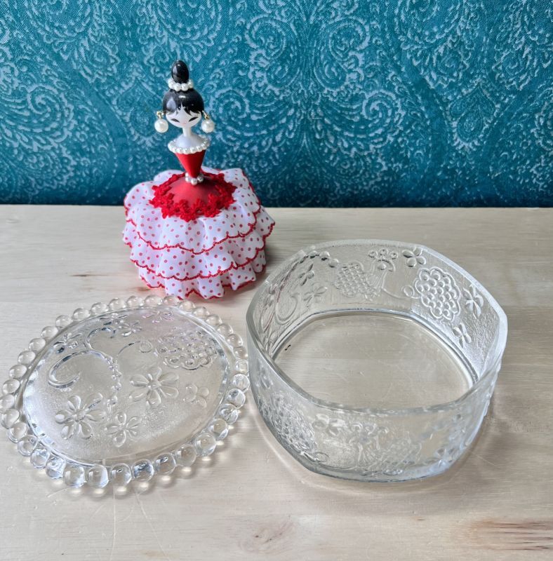 ウランガラス 鳥 小物入れ キャニスター 置物 ウランガラス 鳥 小物