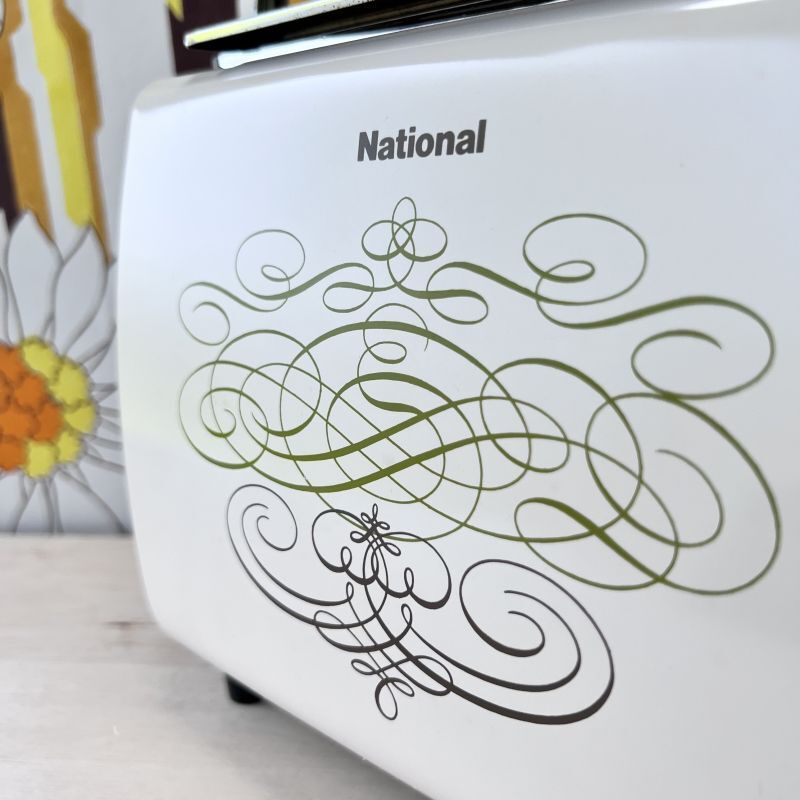 ナショナル電気トースター モダン柄 収納リール vintage