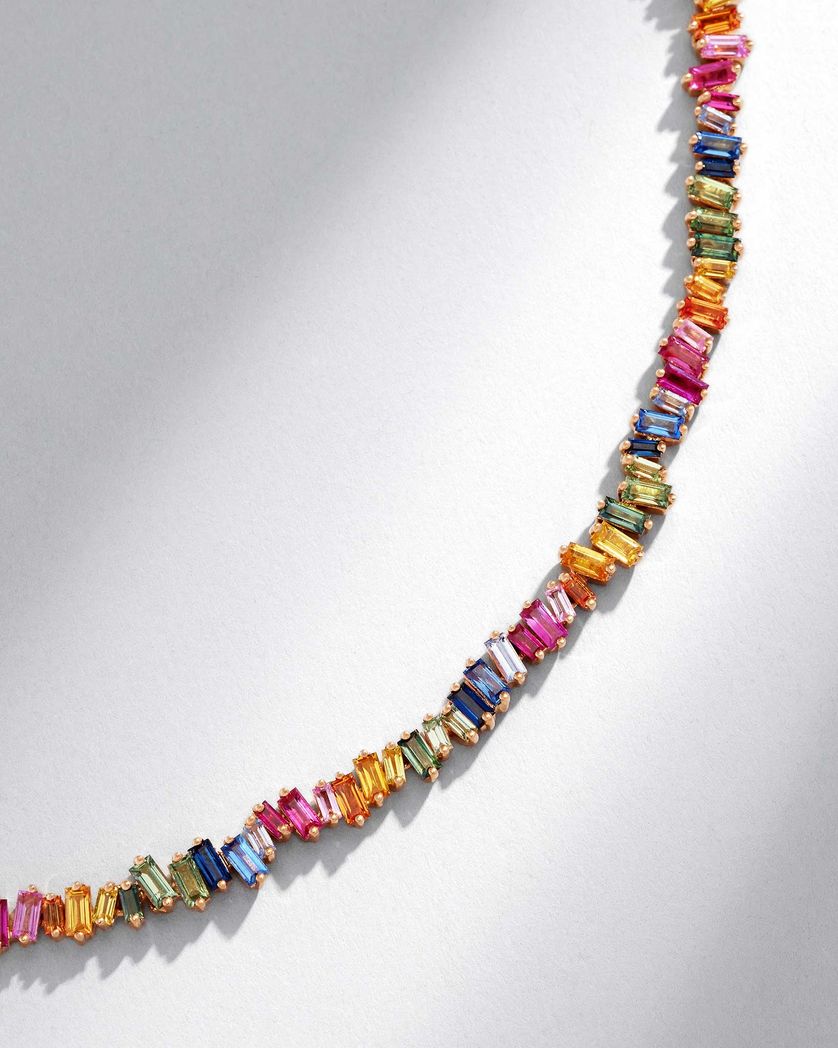 Bold Rainbow Sapphire Tennis Necklace | SUZANNE KALAN®