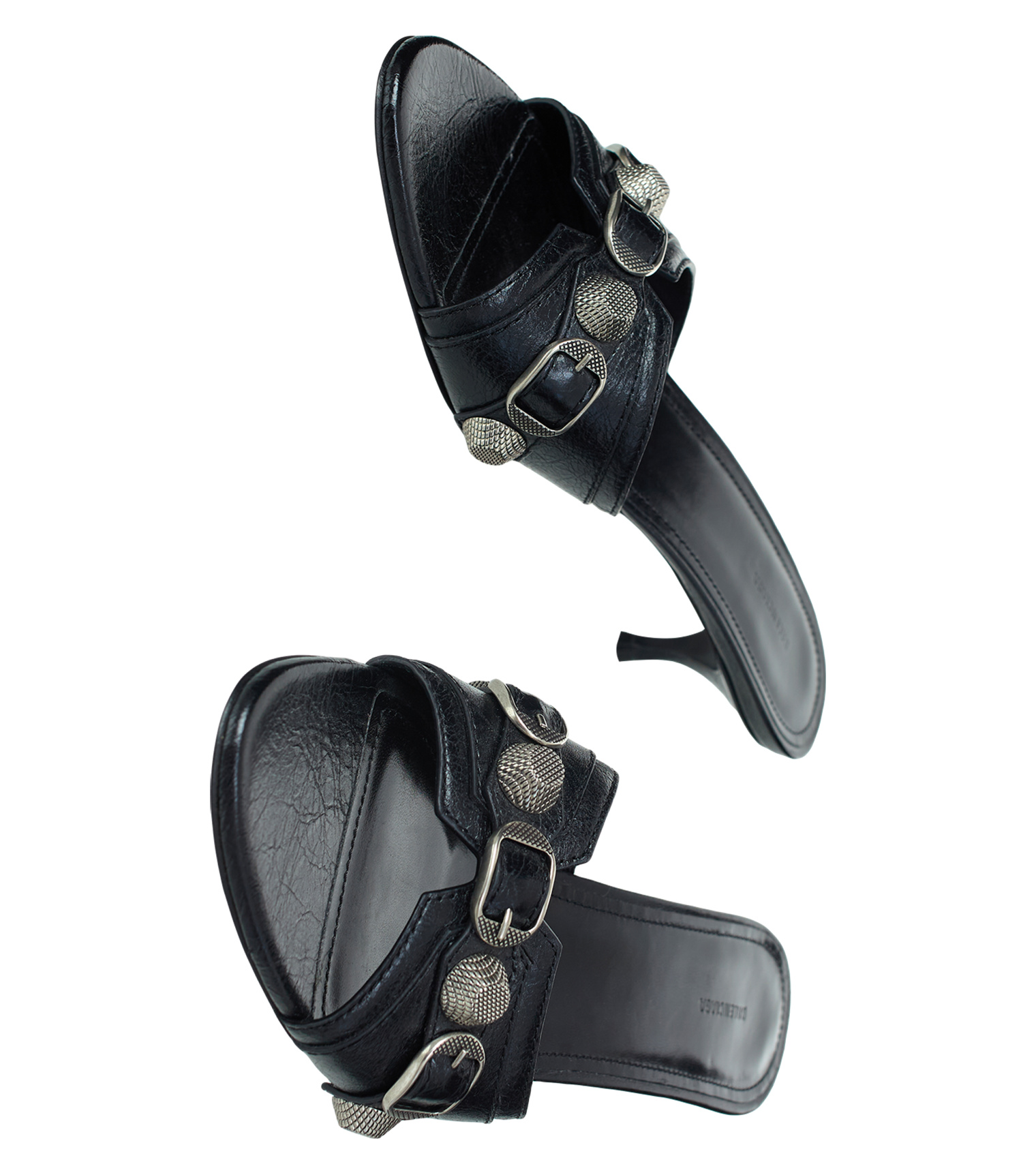 Buy Balenciaga women black le cagole sandals with straps for $927